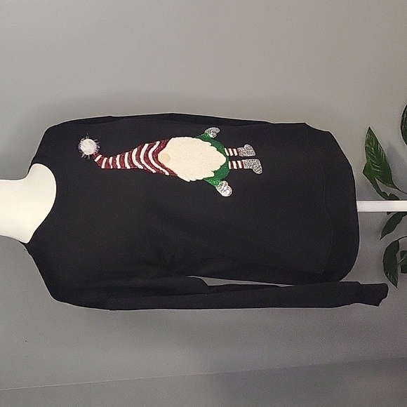 Workshop Republic Clothing Sequin Gnome Christmas Lightweight Sweatshirt Size XS - Picture 2 of 6